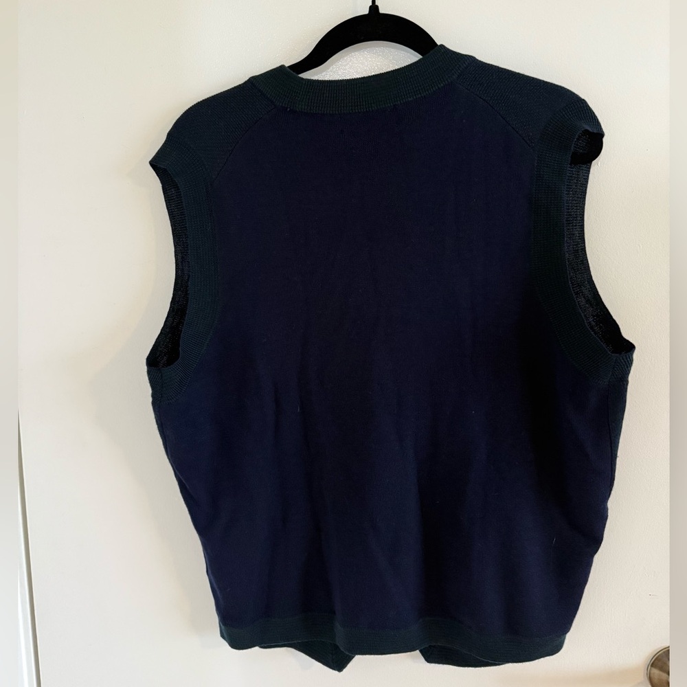 Brooks Brothers Navy and Dark Green Merino Wool Knit Vest - Picture 2 of 3